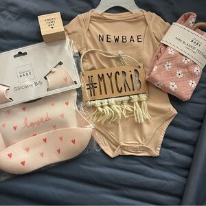 Pink Baby Onesie and Accessories Set